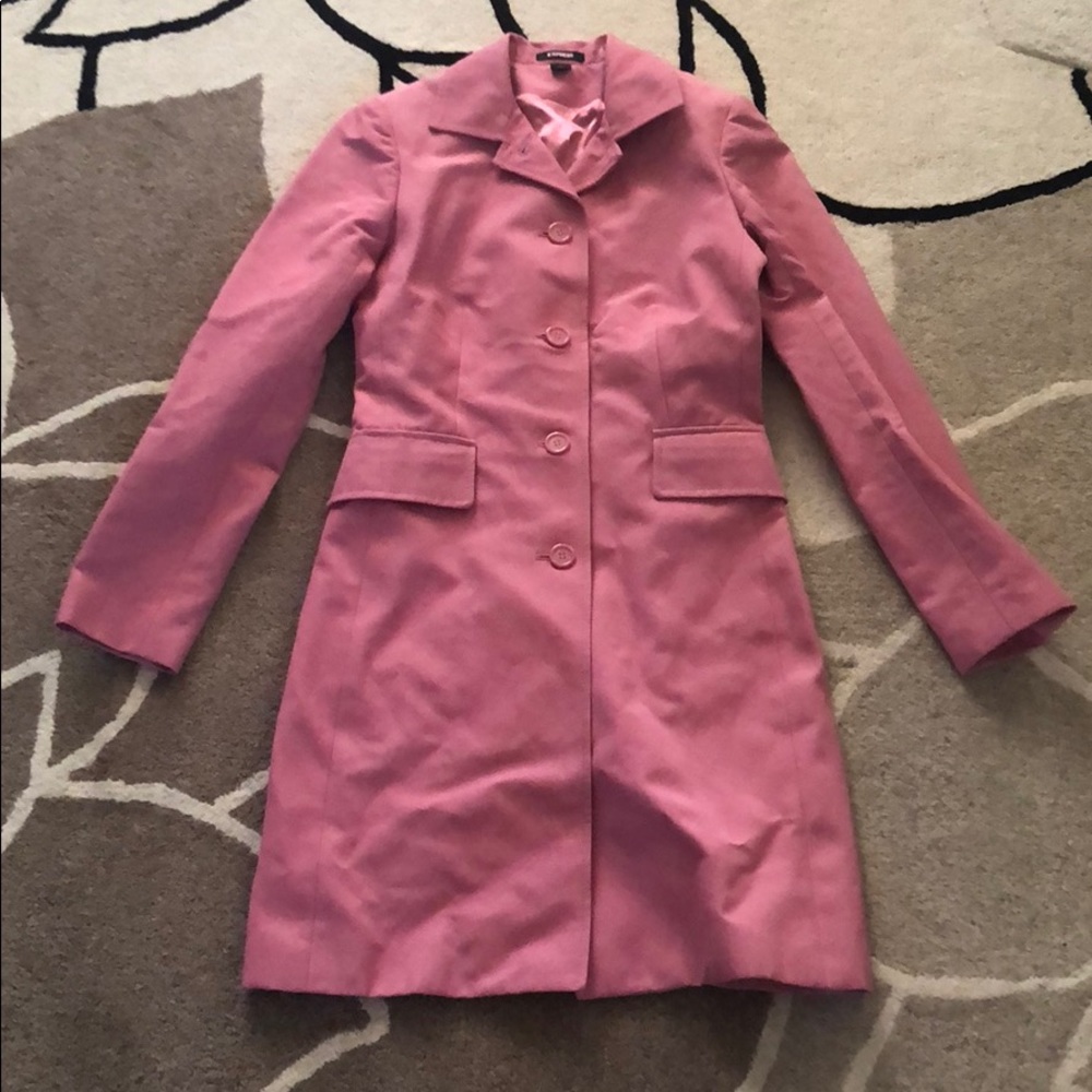 New Express Pink Trench Rain Coat XS